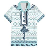 Eritrea Family Matching Off Shoulder Maxi Dress and Hawaiian Shirt Eritrean Cross Mix Tilet Pattern - Wonder Print Shop