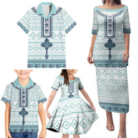 Eritrea Family Matching Puletasi and Hawaiian Shirt Eritrean Cross Mix Tilet Pattern - Wonder Print Shop