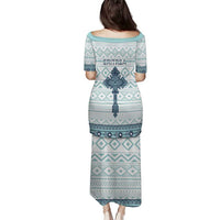 Eritrea Family Matching Puletasi and Hawaiian Shirt Eritrean Cross Mix Tilet Pattern - Wonder Print Shop