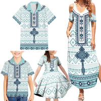 Eritrea Family Matching Summer Maxi Dress and Hawaiian Shirt Eritrean Cross Mix Tilet Pattern - Wonder Print Shop