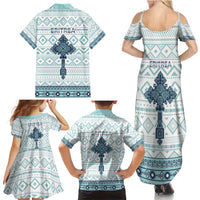 Eritrea Family Matching Summer Maxi Dress and Hawaiian Shirt Eritrean Cross Mix Tilet Pattern - Wonder Print Shop