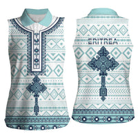 Eritrea Women Sleeveless Polo Shirt Eritrean Cross Mix Tilet Pattern - Wonder Print Shop