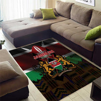 Happy Kenya Independence Day Area Rug Coat Of Arms With Kente Pattern - Wonder Print Shop
