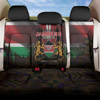 Happy Kenya Independence Day Back Car Seat Cover Coat Of Arms With Kente Pattern - Wonder Print Shop