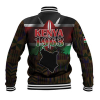 Happy Kenya Independence Day Baseball Jacket Coat Of Arms With Kente Pattern - Wonder Print Shop