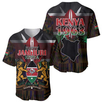 Happy Kenya Independence Day Baseball Jersey Coat Of Arms With Kente Pattern - Wonder Print Shop