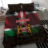 Happy Kenya Independence Day Bedding Set Coat Of Arms With Kente Pattern - Wonder Print Shop