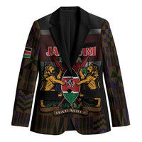 Happy Kenya Independence Day Blazer Coat Of Arms With Kente Pattern - Wonder Print Shop