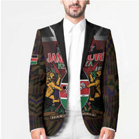 Happy Kenya Independence Day Blazer Coat Of Arms With Kente Pattern - Wonder Print Shop
