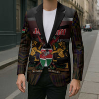 Happy Kenya Independence Day Blazer Coat Of Arms With Kente Pattern - Wonder Print Shop