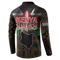Happy Kenya Independence Day Button Sweatshirt Coat Of Arms With Kente Pattern - Wonder Print Shop