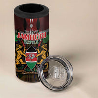 Happy Kenya Independence Day 4 in 1 Can Cooler Tumbler Coat Of Arms With Kente Pattern - Wonder Print Shop