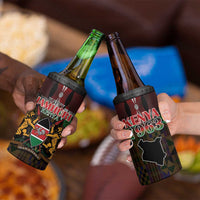 Happy Kenya Independence Day 4 in 1 Can Cooler Tumbler Coat Of Arms With Kente Pattern - Wonder Print Shop