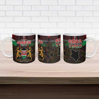 Happy Kenya Independence Day Ceramic Mug Coat Of Arms With Kente Pattern - Wonder Print Shop