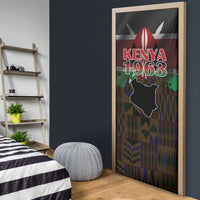 Happy Kenya Independence Day Door Cover Coat Of Arms With Kente Pattern - Wonder Print Shop