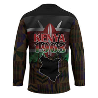 Happy Kenya Independence Day Hockey Jersey Coat Of Arms With Kente Pattern - Wonder Print Shop