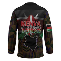 Happy Kenya Independence Day Hockey Jersey Coat Of Arms With Kente Pattern - Wonder Print Shop