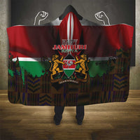 Happy Kenya Independence Day Hooded Blanket Coat Of Arms With Kente Pattern - Wonder Print Shop