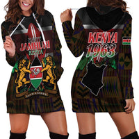Happy Kenya Independence Day Hoodie Dress Coat Of Arms With Kente Pattern - Wonder Print Shop