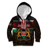 Happy Kenya Independence Day Kid Hoodie Coat Of Arms With Kente Pattern - Wonder Print Shop