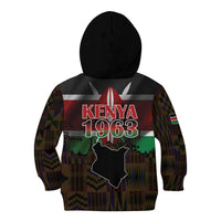 Happy Kenya Independence Day Kid Hoodie Coat Of Arms With Kente Pattern - Wonder Print Shop