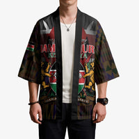 Happy Kenya Independence Day Kimono Coat Of Arms With Kente Pattern - Wonder Print Shop