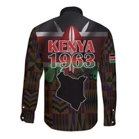 Happy Kenya Independence Day Long Sleeve Button Shirt Coat Of Arms With Kente Pattern - Wonder Print Shop