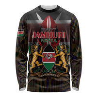 Happy Kenya Independence Day Long Sleeve Shirt Coat Of Arms With Kente Pattern - Wonder Print Shop