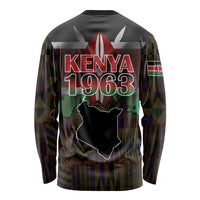 Happy Kenya Independence Day Long Sleeve Shirt Coat Of Arms With Kente Pattern - Wonder Print Shop