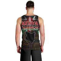 Happy Kenya Independence Day Men Tank Top Coat Of Arms With Kente Pattern - Wonder Print Shop