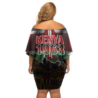 Happy Kenya Independence Day Off Shoulder Short Dress Coat Of Arms With Kente Pattern - Wonder Print Shop