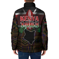 Happy Kenya Independence Day Padded Jacket Coat Of Arms With Kente Pattern - Wonder Print Shop