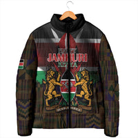 Happy Kenya Independence Day Padded Jacket Coat Of Arms With Kente Pattern - Wonder Print Shop