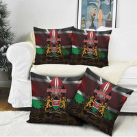 Happy Kenya Independence Day Pillow Cover Coat Of Arms With Kente Pattern - Wonder Print Shop