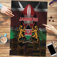Happy Kenya Independence Day Puzzle Coat Of Arms With Kente Pattern - Wonder Print Shop