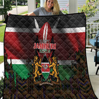 Happy Kenya Independence Day Quilt Coat Of Arms With Kente Pattern - Wonder Print Shop