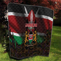 Happy Kenya Independence Day Quilt Coat Of Arms With Kente Pattern - Wonder Print Shop