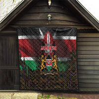 Happy Kenya Independence Day Quilt Coat Of Arms With Kente Pattern - Wonder Print Shop