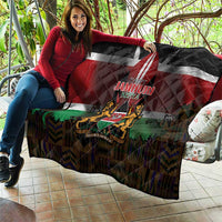 Happy Kenya Independence Day Quilt Coat Of Arms With Kente Pattern - Wonder Print Shop