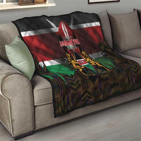 Happy Kenya Independence Day Quilt Coat Of Arms With Kente Pattern - Wonder Print Shop