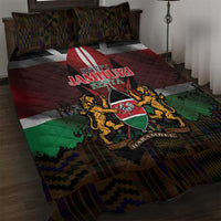 Happy Kenya Independence Day Quilt Bed Set Coat Of Arms With Kente Pattern - Wonder Print Shop