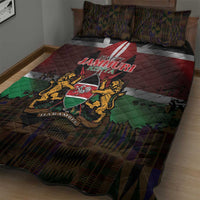 Happy Kenya Independence Day Quilt Bed Set Coat Of Arms With Kente Pattern - Wonder Print Shop