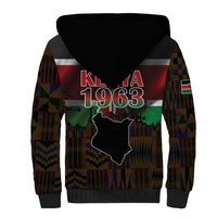 Happy Kenya Independence Day Sherpa Hoodie Coat Of Arms With Kente Pattern - Wonder Print Shop