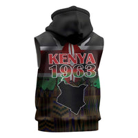 Happy Kenya Independence Day Sleeveless Hoodie Coat Of Arms With Kente Pattern - Wonder Print Shop