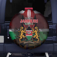 Happy Kenya Independence Day Spare Tire Cover Coat Of Arms With Kente Pattern - Wonder Print Shop