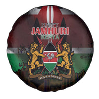 Happy Kenya Independence Day Spare Tire Cover Coat Of Arms With Kente Pattern - Wonder Print Shop