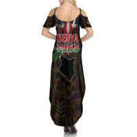 Happy Kenya Independence Day Summer Maxi Dress Coat Of Arms With Kente Pattern - Wonder Print Shop