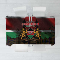 Happy Kenya Independence Day Tablecloth Coat Of Arms With Kente Pattern - Wonder Print Shop