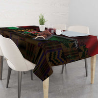 Happy Kenya Independence Day Tablecloth Coat Of Arms With Kente Pattern - Wonder Print Shop