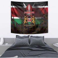 Happy Kenya Independence Day Tapestry Coat Of Arms With Kente Pattern - Wonder Print Shop